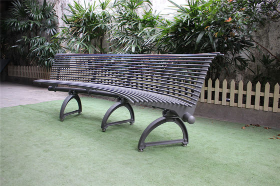 OEM ODM Outdoor Metal Benches With Cast Iron Legs Round Steel Pipe Seat Pan